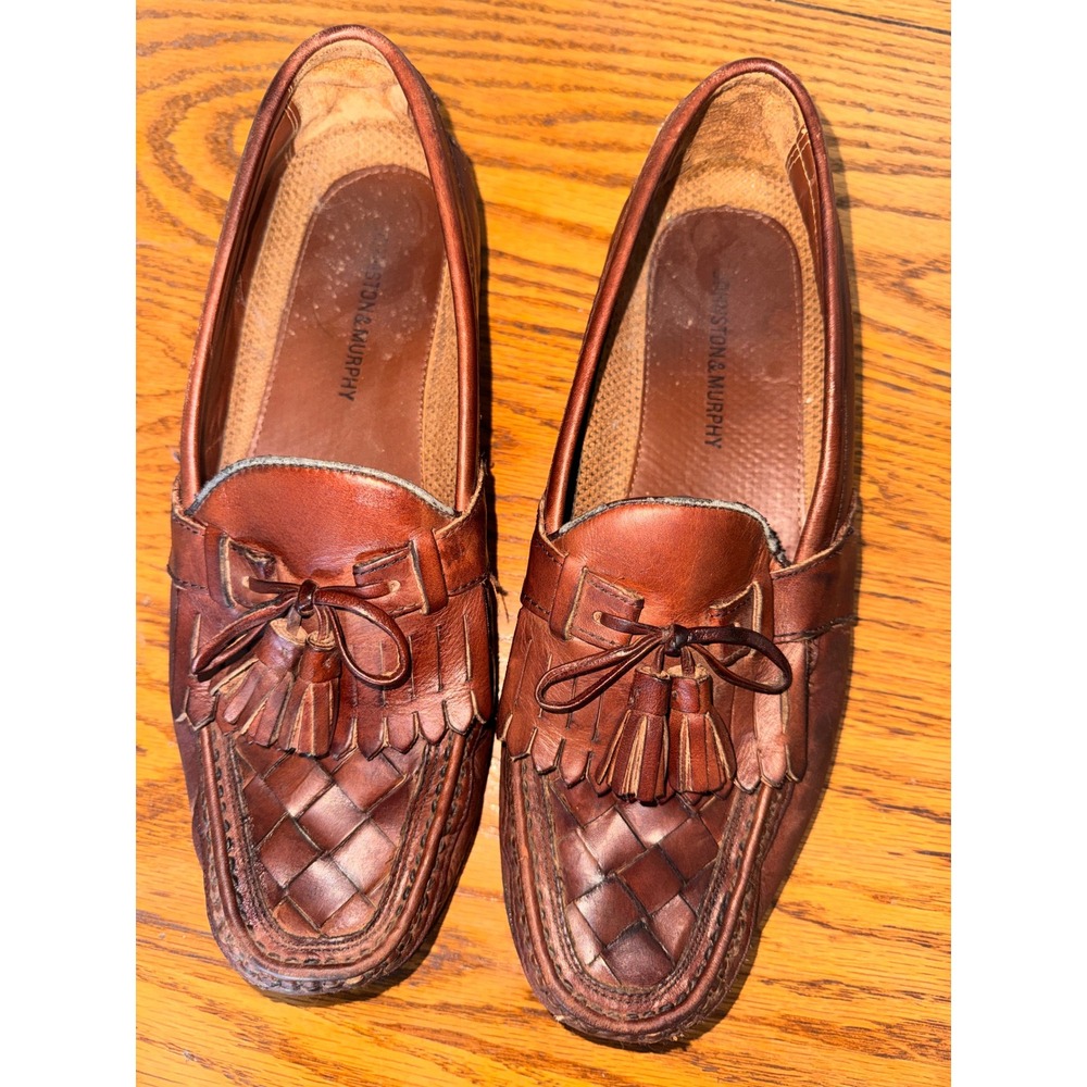 Johnston & Murphy Mens Leather Tassel Kiltie Loafer Shoes Brown Size 9.5M